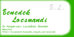 benedek locsmandi business card