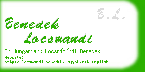 benedek locsmandi business card
